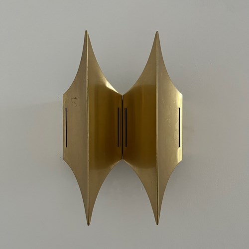 Mid-Century Brass Gothic Wall Lights By Bent Karlby (2 Pieces Available)