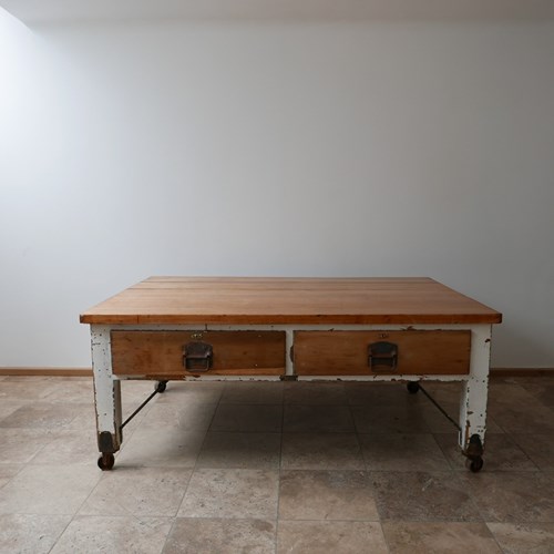 Double Sided Antique Bakers Kitchen Island Prep Table