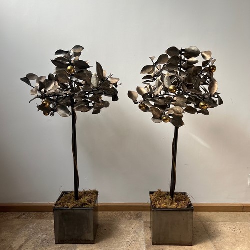 Blacksmith Made Mid-Century Steel Decorative Trees