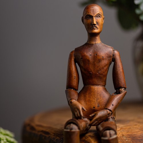 Antique French Carved Wood Lay or Artist Figure