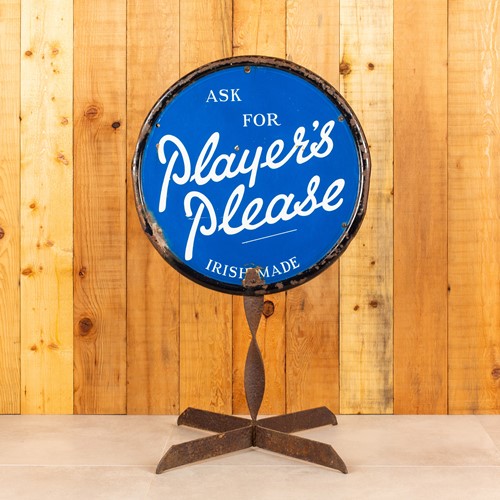 Player's Please Cigarettes Enamel Sign On Stand