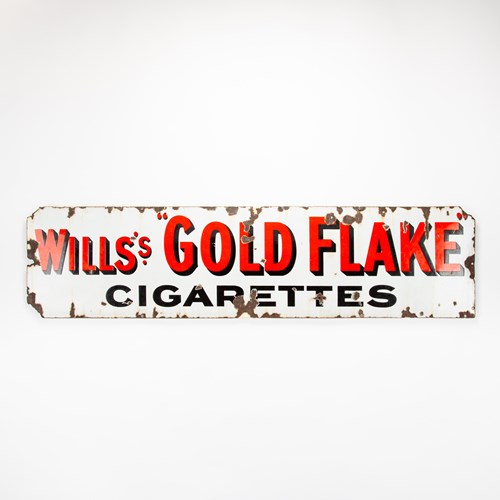  Wills's "Gold Flake" Cigarettes Enamel Banner Sign