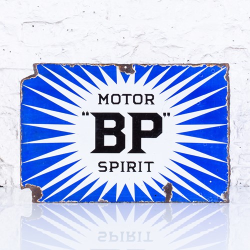 A Double-Sided Bp Motor Spirit Irish Flash Enamel Sign