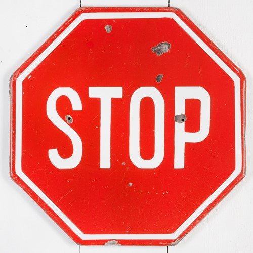 Vibrant, Vintage Enamel Stop Sign