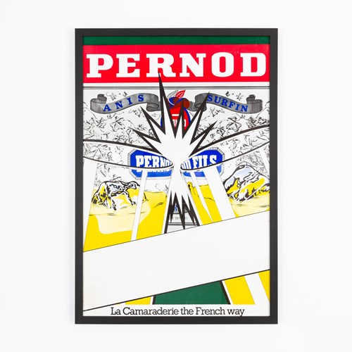 Vibrant, Vintage Framed Pernod Advertising Poster