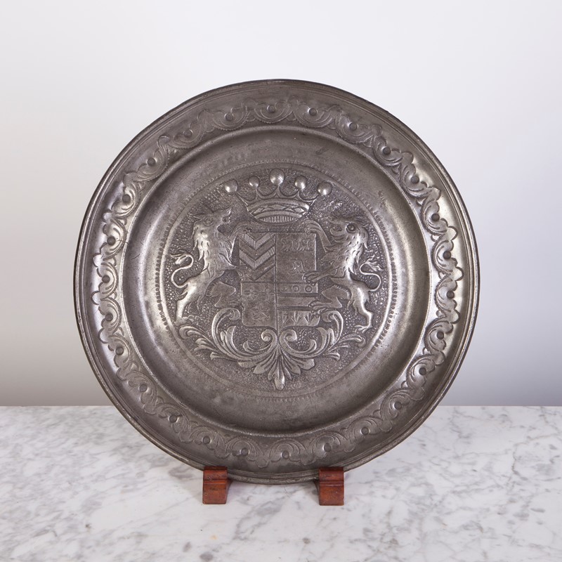 Decorative 19th c. Pewter plate with armorial-ljw-antiques-1030-1-main-637464098334585652.jpg