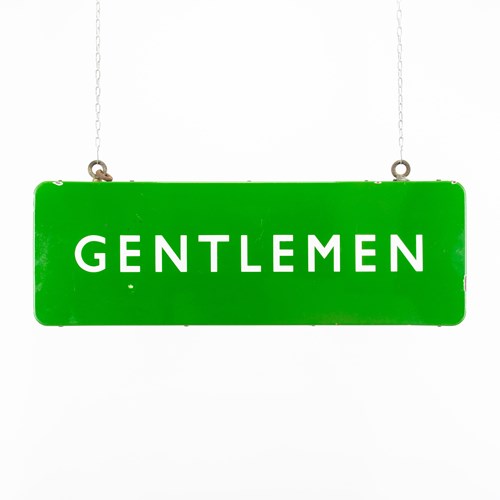 A Double-Sided British Railways Gentlemen Hanging Enamel Sign