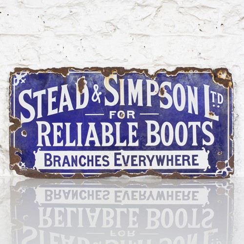 Stead & Simpson For Reliable Boots - Enamel Sign