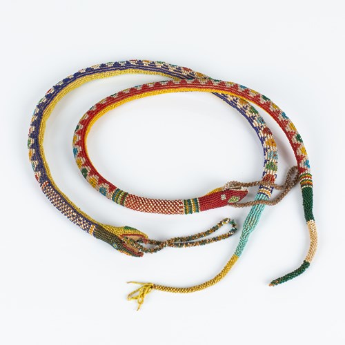 Two Ww1-Era Turkish Ottoman Prisoner Of War Beadwork Snakes