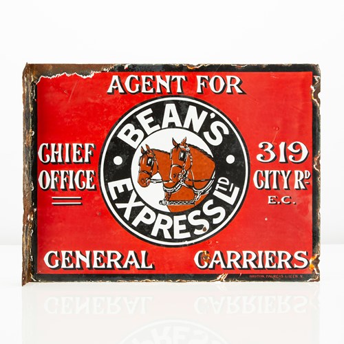 Bean's Express Ltd - Unusual Enamel Flange Sign