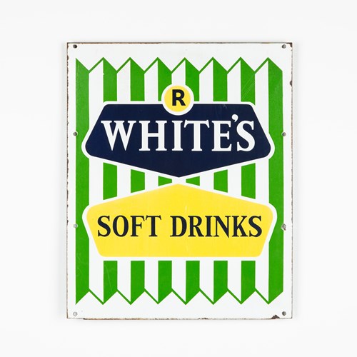 R White's Soft Drinks Enamel Sign