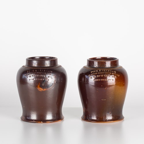 Pair Of Pike And Elliman Stoneware Tobacco Jars