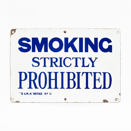 Smoking Strictly Prohibited - Striking Enamel Sign