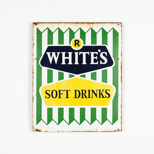 R White's Soft Drinks Enamel Sign