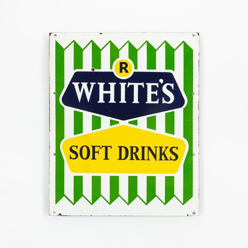 R White's Soft Drinks Enamel Sign