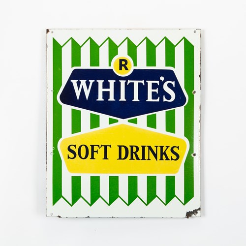 R White's Soft Drinks Enamel Sign