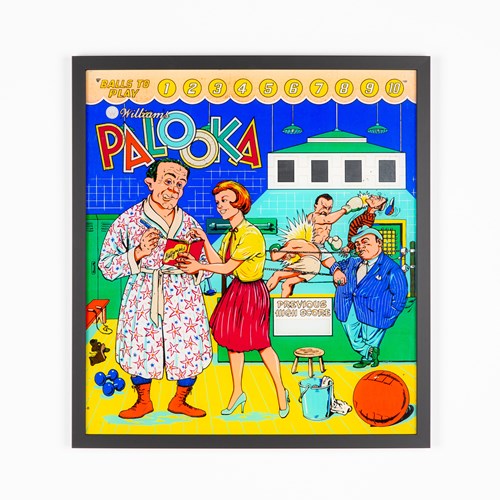 Framed Williams 'Palooka' Pinball Panel