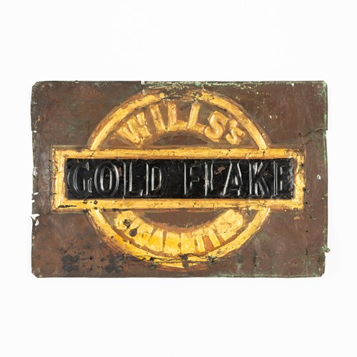 Wills's Gold Flake Cigarettes - Metal Insert From Glass Sign