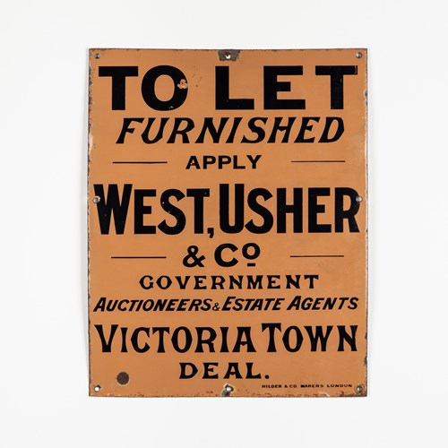 West, Usher & Co - Victoria Town, Deal - Estate Agents Enamel Sign
