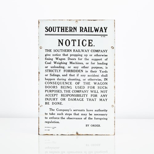 Southern Railway, Waterloo Station Notice Enamel Sign