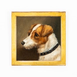 Portrait Of A Fox Terrier - Oil On ...
