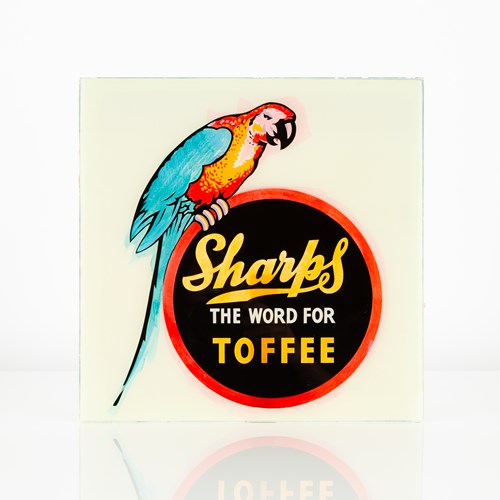 Sharps Toffee - Pictorial, Reverse Printed + Foiled Glass Panel