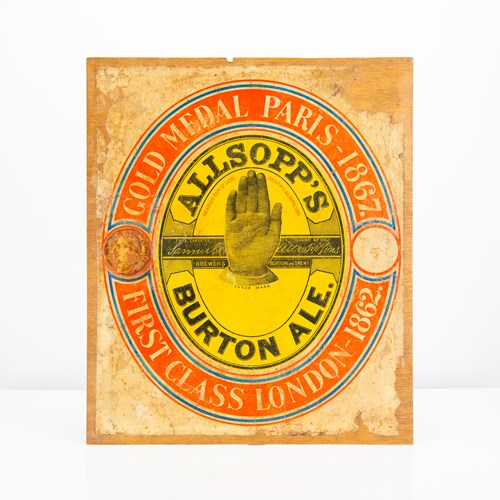 Allsopp's Burton Ale - Antique Advertising Poster Pasted On Board