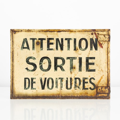 Attention Sortie De Voitures - Hand Painted Tin Sign