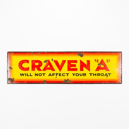 Large, Vibrant Craven A Cigarettes Enamel Sign