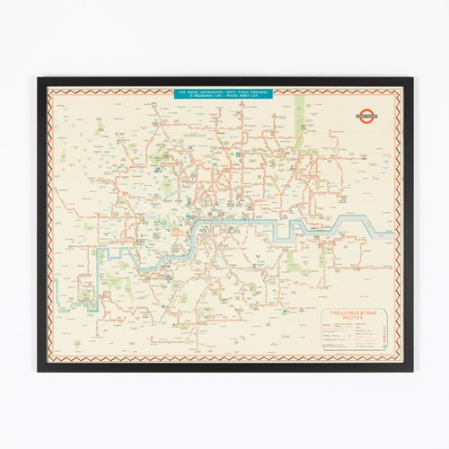Original London Transport Trolleybus & Tram Routes Map