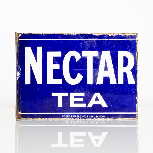 Unusual Double-Sided Nectar Tea Enamel Flange Sign