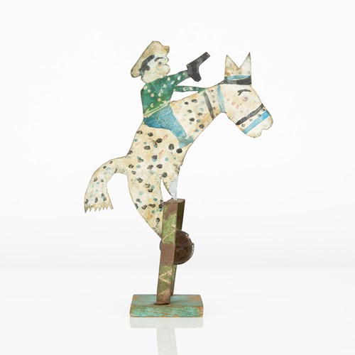 Scratch Built / Folk Art Cowboy On Horseback Balance Toy