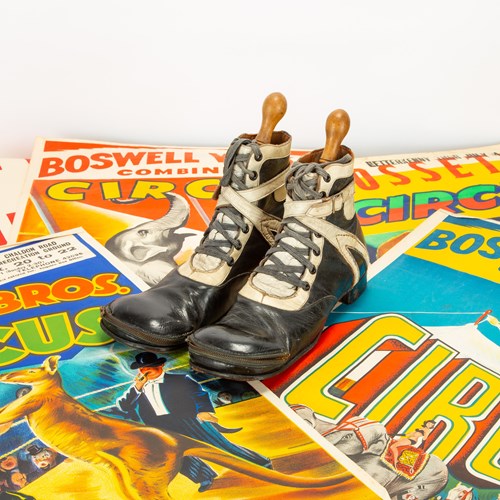 Pair Of Vintage Leather Clown's Circus Shoes
