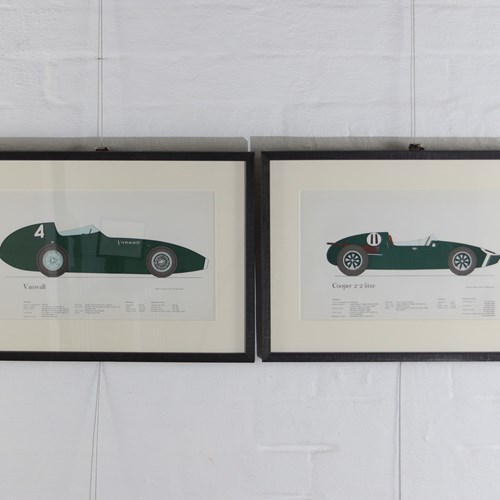 Set Of Four Early Racing Car Illustrations