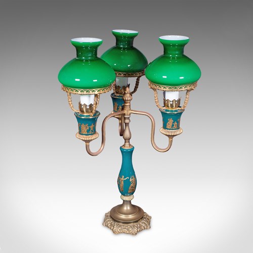 Vintage Three Branch Table Lamp, English, Accent Light, Neoclassical Revival