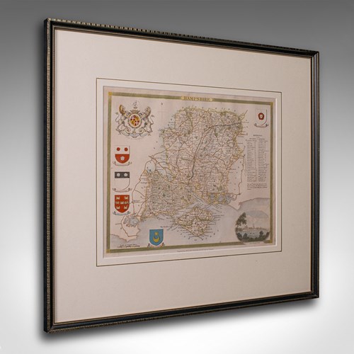 Antique Lithography Map, Hampshire, England