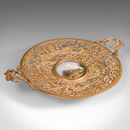 Antique Great Exhibition Fruit Dish, English, Gilt Metal Display Bowl, Victorian