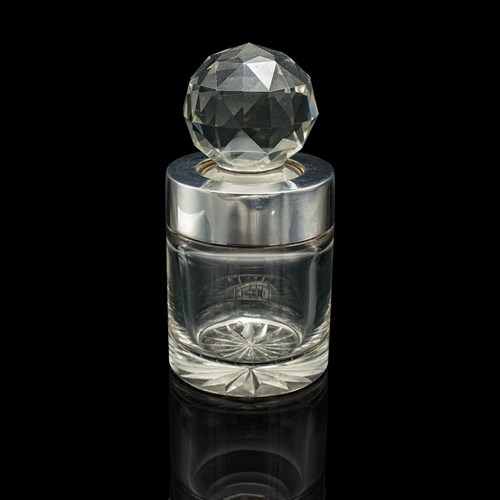 Small Antique Scent Bottle, English, Glass, Silver, Perfume, Hallmark, Victorian