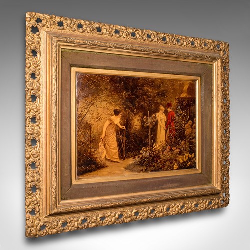 Antique Framed Crystoleum Picture, English, Mezzotint Painting, Art, Victorian