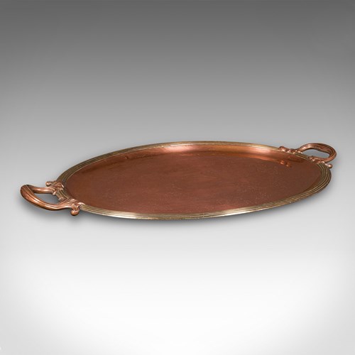 Antique Presentation Tray, English, Copper, Bronze, Serving Platter, Victorian