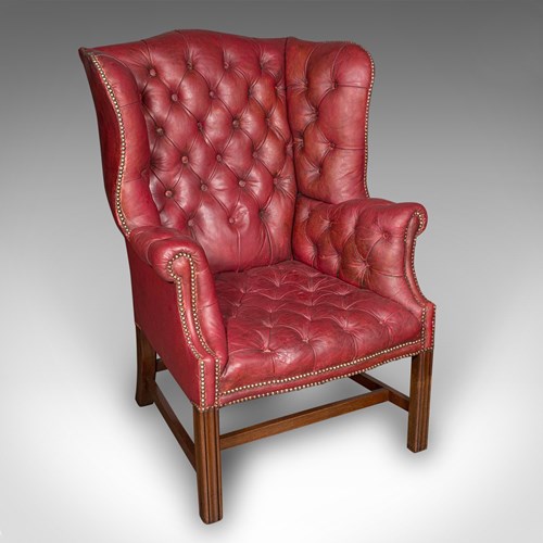 Antique Fireside Wing Back Armchair, English, Leather, Lounge Chair, Edwardian