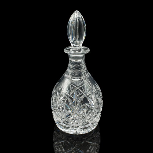 Vintage Crystal Brandy Decanter, English, Cut Glass, Spirit Vessel, Mid Century