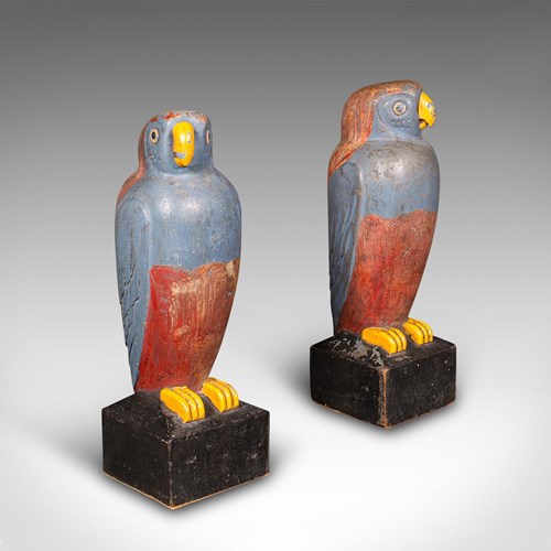 Pair Of Vintage Parakeet Bookends, Continental, Ornamental Book Rests, Art Deco