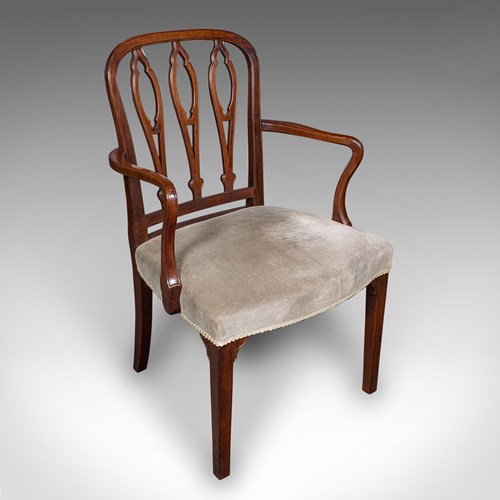 Antique Elbow Chair, English, Velour, Morning Room, Desk Seat, Georgian, C.1790