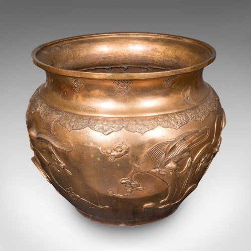 Large Antique Jardinière, Japanese, Bronze, Tree Planter Pot, Victorian, Meiji
