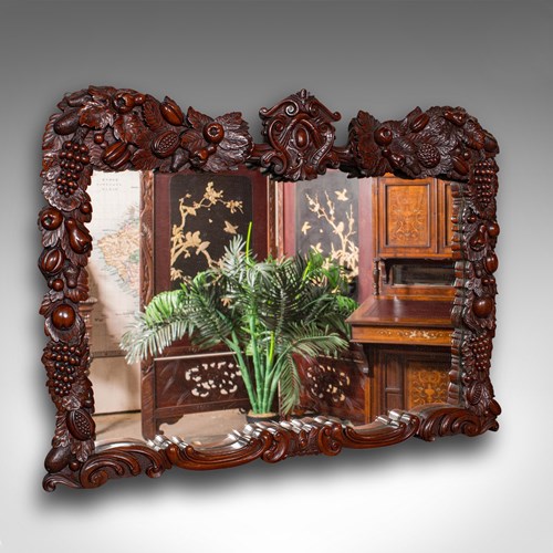 Antique Overmantle Mirror, English, Country House, Carved, Victorian, Circa 1900