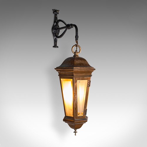 Antique Courtyard Light, English, Bronze, Wrought Iron, Carriage Lamp, Victorian