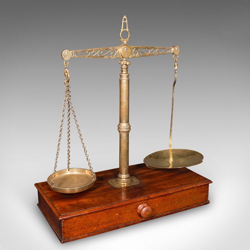 Large Antique Apothecary Weighing Scales, English, Countertop Balance, Victorian
