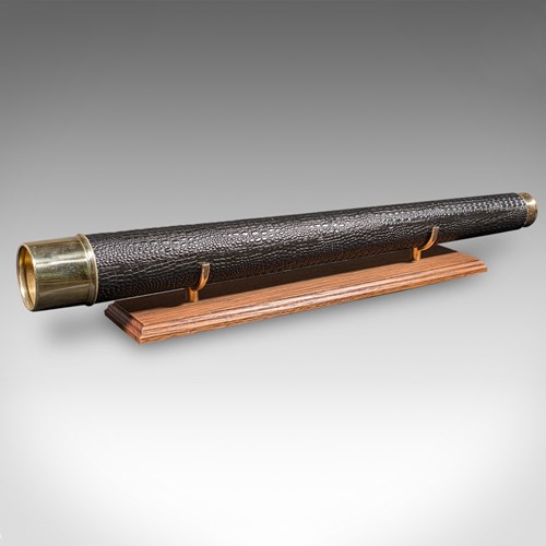 Large Vintage WWII Telescope, English, Brass, Military Broad Arrow, Ottway & Co