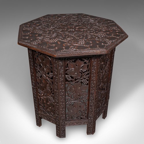 Antique Campaign Tea Table, Anglo Indian Teak, Folding, Serving, Victorian, 1900